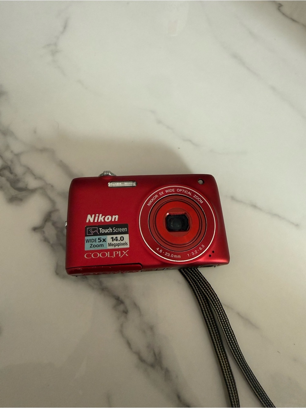 BROKEN Nikon Red Compact COOLPIX Digital Camera with Wrist Strap